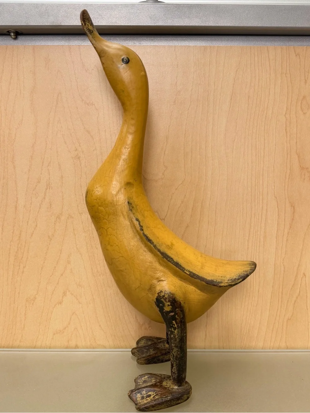 Vintage hand carved Yellow Decorative Duck Bird Figurine - Brand Unknown